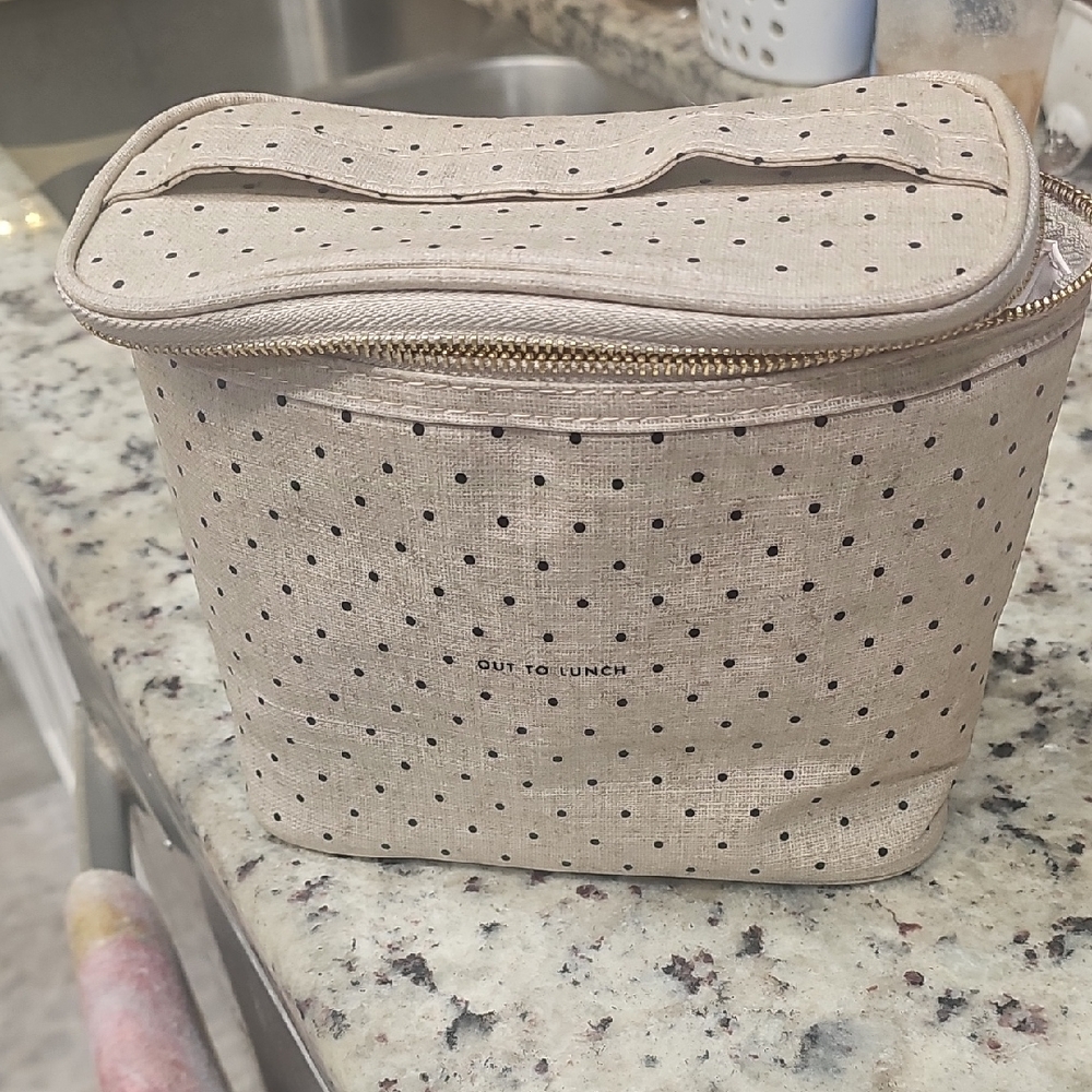 kate spade Beige and Black Polka Dot Cosmetic Pouch